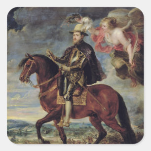 Philip II  Crowned by Victory, 1628 Square Sticker