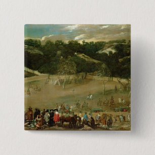 Philip IV Hunting Wild Boar , c.1632-7 15 Cm Square Badge