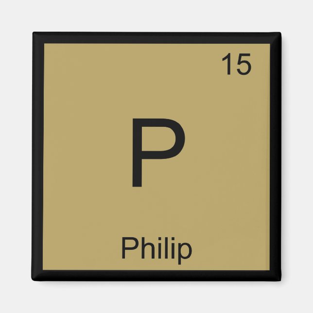 Philip Name Chemistry Element Periodic Table Magnet (Front)