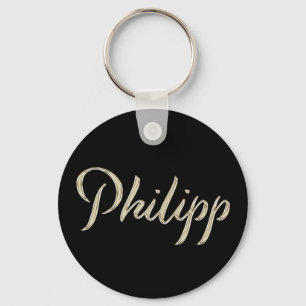Philipp Name whitegold Button Keytag Key Ring