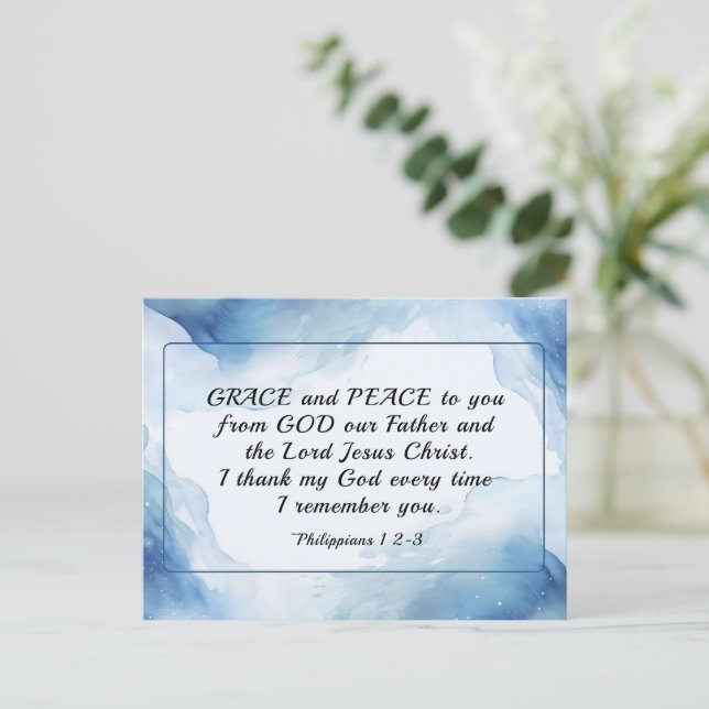 Philippians 1:2-3 Grace and Peace to You, Bible Postcard (Standing Front)