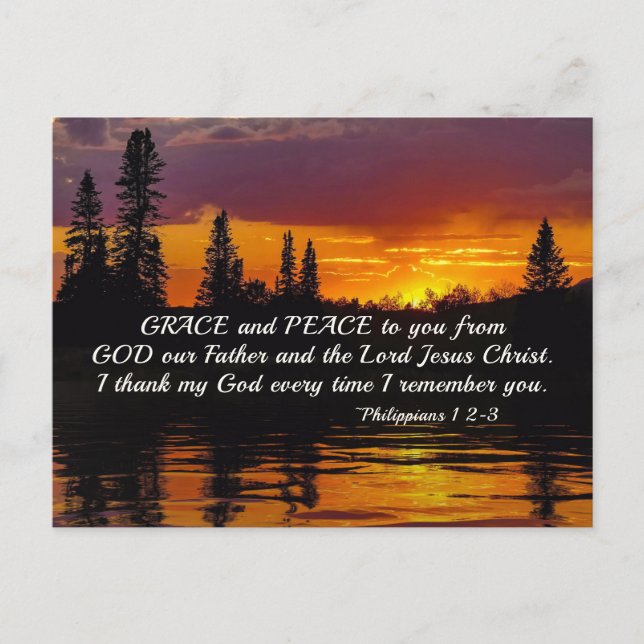 Philippians 1:2-3 Grace and Peace to You, Bible Postcard (Front)