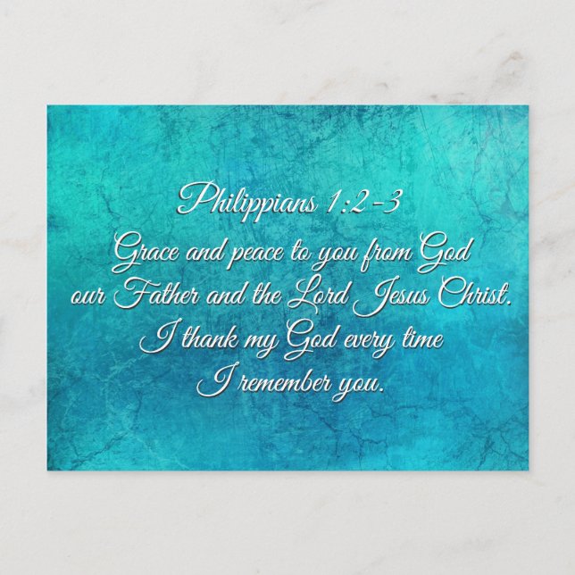 Philippians 1:2-3 Grace and Peace to You Scripture Postcard (Front)