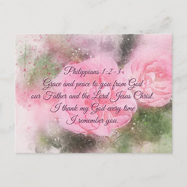 Philippians 1:2 Grace and Peace to you, Scripture Postcard (Front)