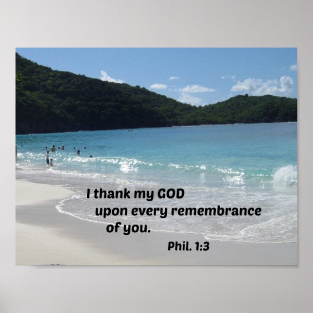 Philippians 1:3 I thank my God upon every Poster (Front)