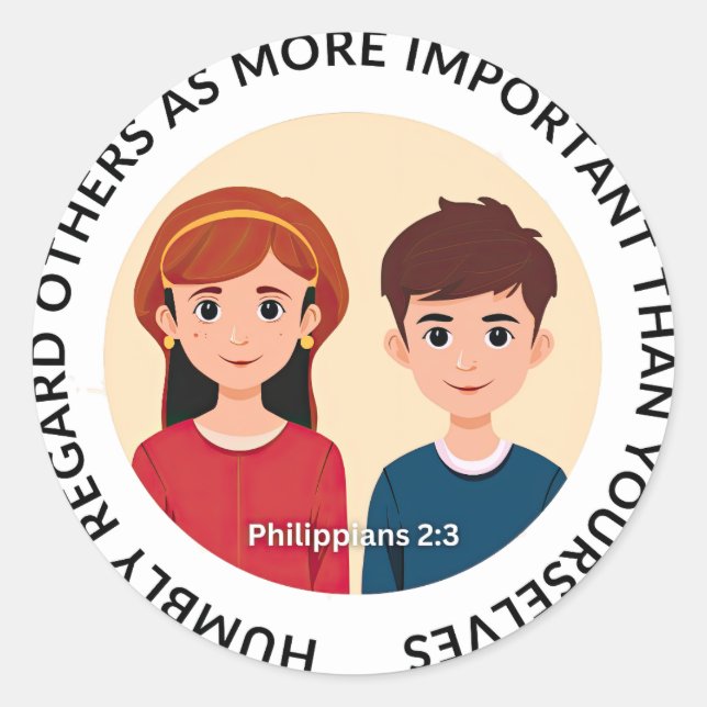 Philippians 2:3 Stickers:  Humbly Regard Others Classic Round Sticker (Front)
