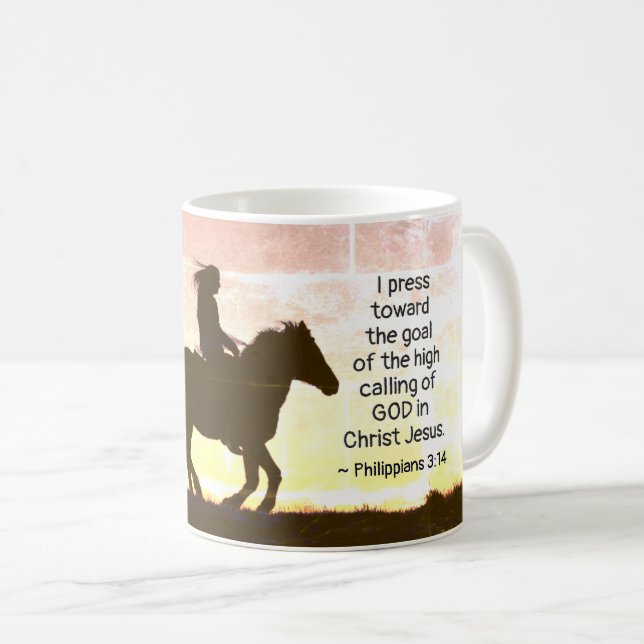 Philippians 3:13-14 I press towards the goal, Hors Coffee Mug (Front Right)