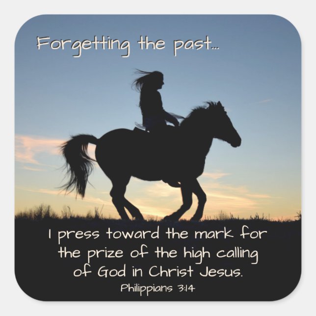 Philippians 3:13-14 I press towards the mark, Hors Square Sticker (Front)
