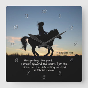 Philippians 3:13-14 I press towards the mark, Square Wall Clock
