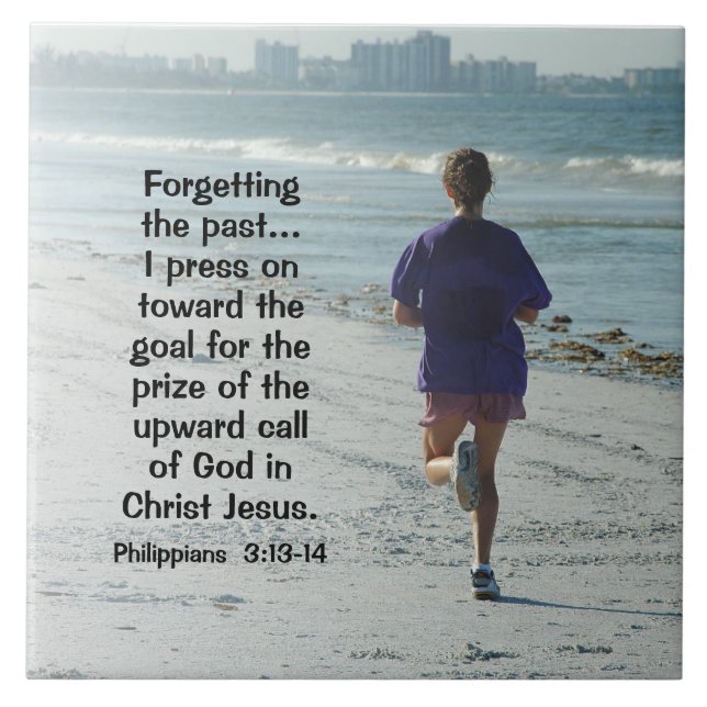 Philippians 3:13 Forgetting the Past, Bible Tile (Front)