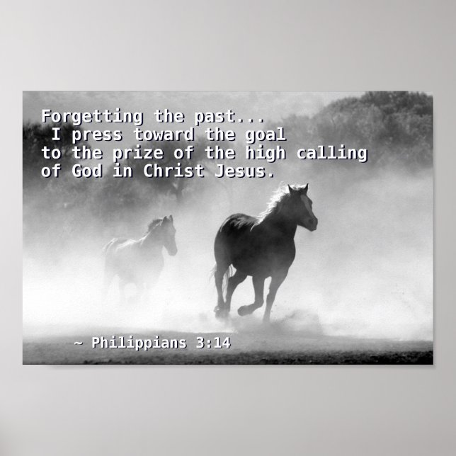 Philippians 3:14 I press towards the goal, Horses Poster (Front)