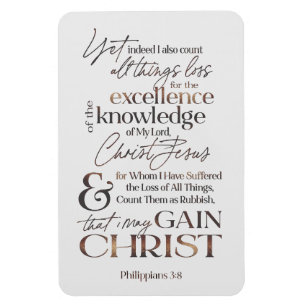 Philippians 3:8 Scripture Bronze Typography Magnet