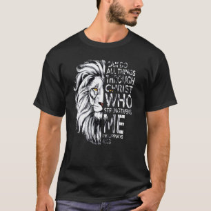 Philippians 413 Christian Bible Verse Lion Men Hu T-Shirt