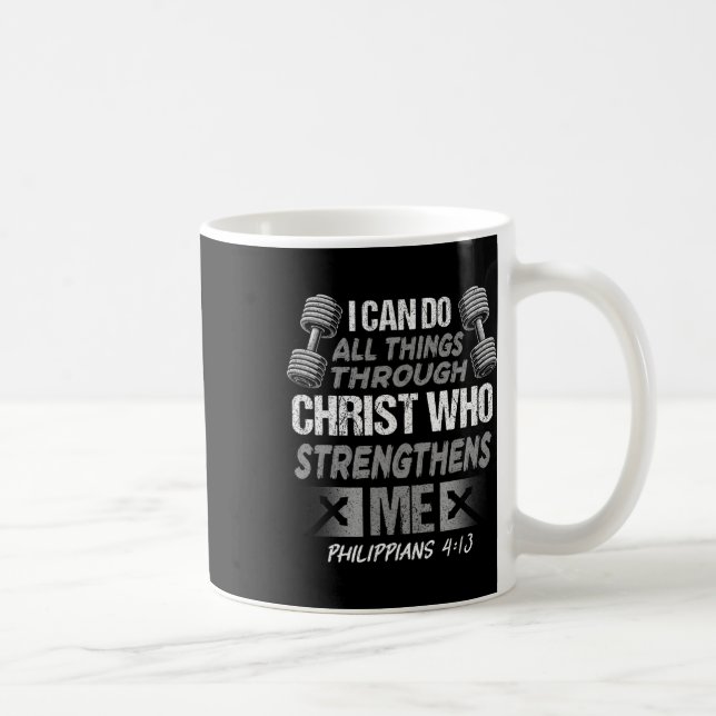 Philippians 413 Christian Jesus Bodybuilding Weigh Coffee Mug (Right)