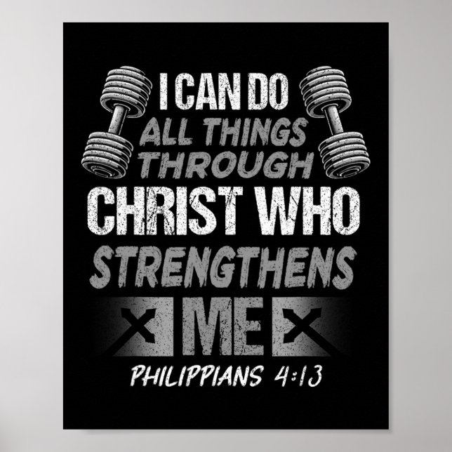 Philippians 413 Christian Jesus Bodybuilding Weigh Poster (Front)