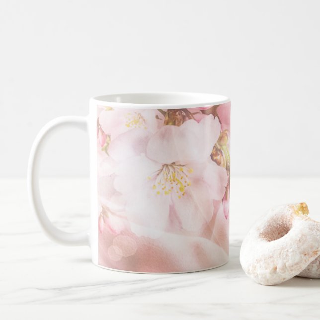 Philippians 413 do all things Soft Pink Floral Coffee Mug (With Donut)