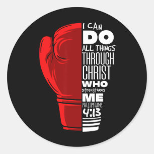 Philippians 413 Religious Boxing Funny Christian B Classic Round Sticker