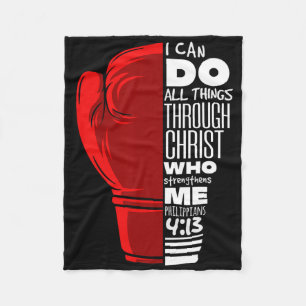Philippians 413 Religious Boxing Funny Christian B Fleece Blanket