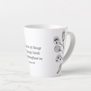 Philippians 4:13 Abstract Eucalyptus Leaves Card Latte Mug