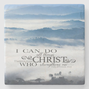 Philippians 4:13 All things through Christ Bible  Stone Coaster