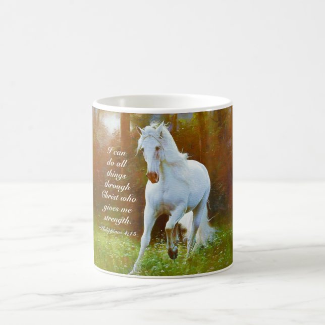 Philippians 4:13 All things through Christ, Horse Coffee Mug (Center)