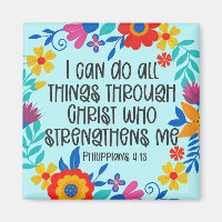 Philippians 4:13 Bible Scripture Folk Art Floral
