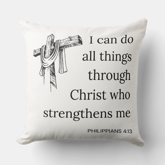 Philippians 4:13 Bible Scripture KJV Quote Cushion (Front)