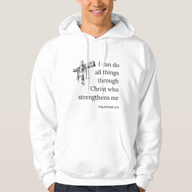 Philippians 4:13 Bible Scripture KJV Quote Men's  Hoodie (Front)