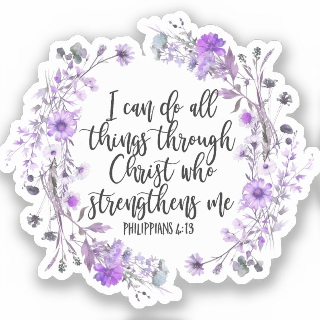 Philippians 4:13 Bible Scripture Purple Lavender (Front)