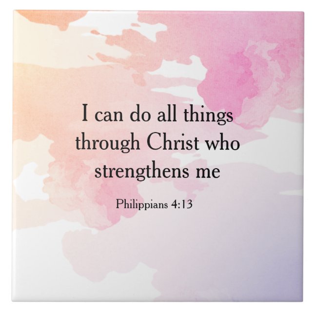 Philippians 4:13, bible verse ceramic tile (Front)