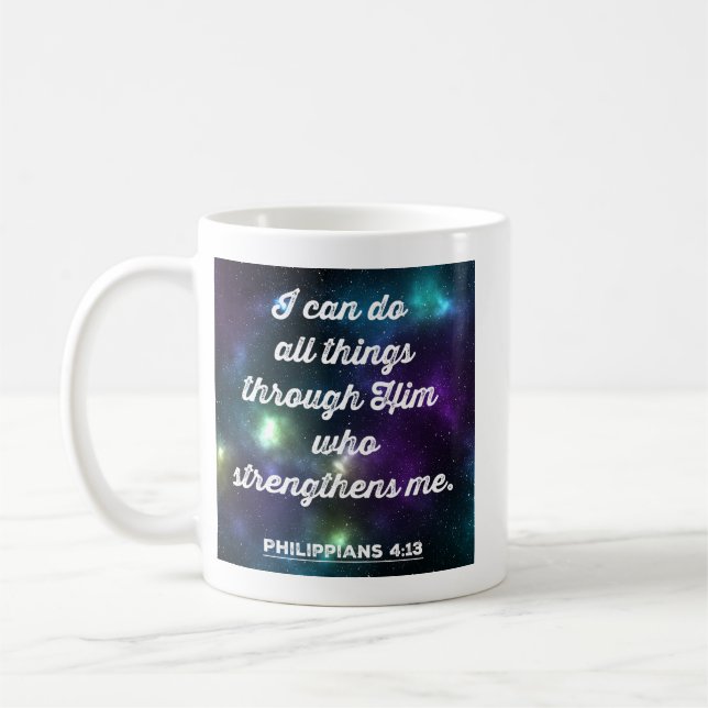 Philippians 4:13 Bible Verse Coffee Mug (Left)