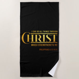 Philippians 4:13 Bible Verse KJV Quote Beach Towel