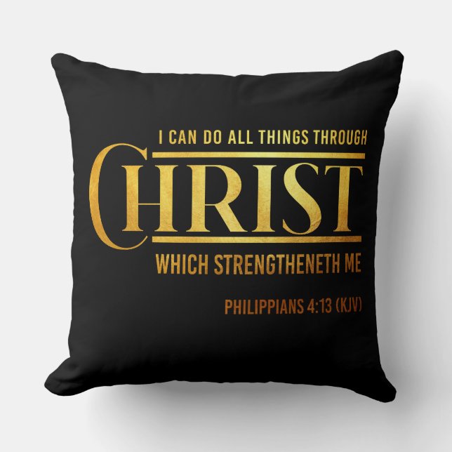 Philippians 4:13 Bible Verse KJV Quote Cushion (Front)