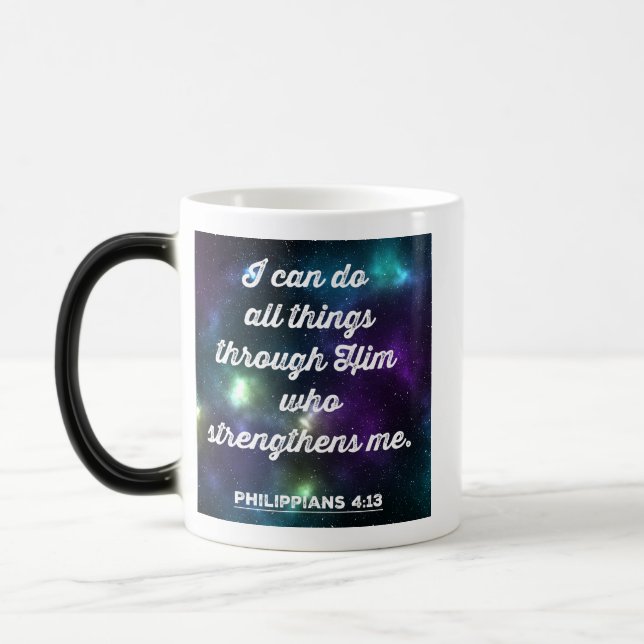 Philippians 4:13 Bible Verse Magic Mug (Left)