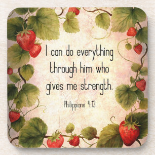 Philippians 4:13 Bible Verse on Timeless Design Coaster