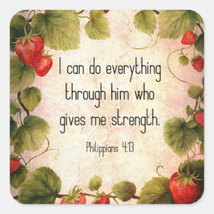 Philippians 4:13 Bible Verse on Timeless Design Square Sticker
