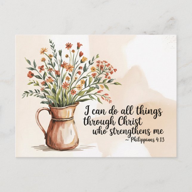 Philippians 4:13 Bible Verse Scripture Quote Postcard (Front)