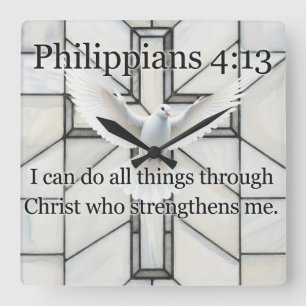 Philippians 4:13 Bible Verse Wall Clock