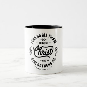 Philippians 4:13 Christian Quote Two-Tone Coffee Mug
