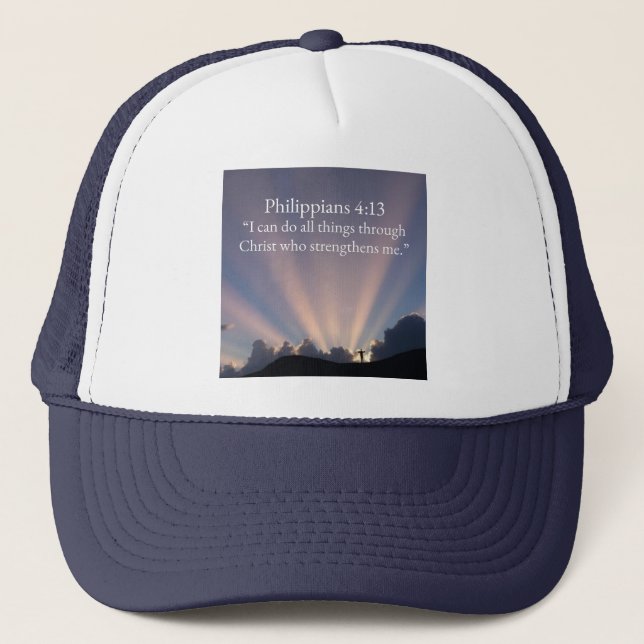 Philippians 4:13 Christian Trucker Hat (Front)