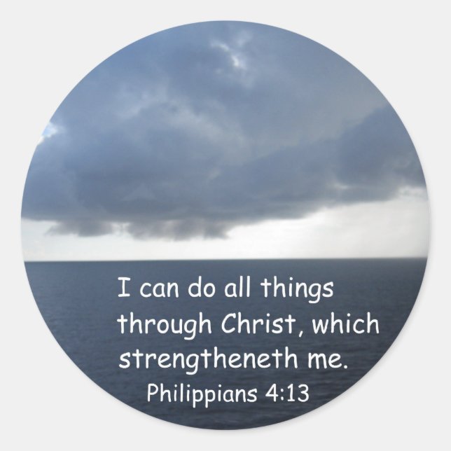 Philippians 4:13 classic round sticker (Front)