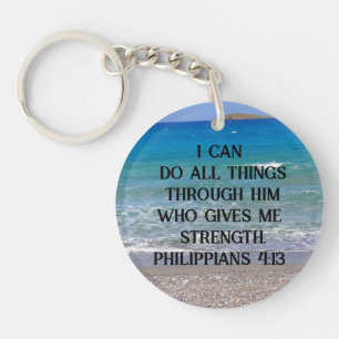 Philippians 4:13 Custom Bible Verse On A Beach Key Ring