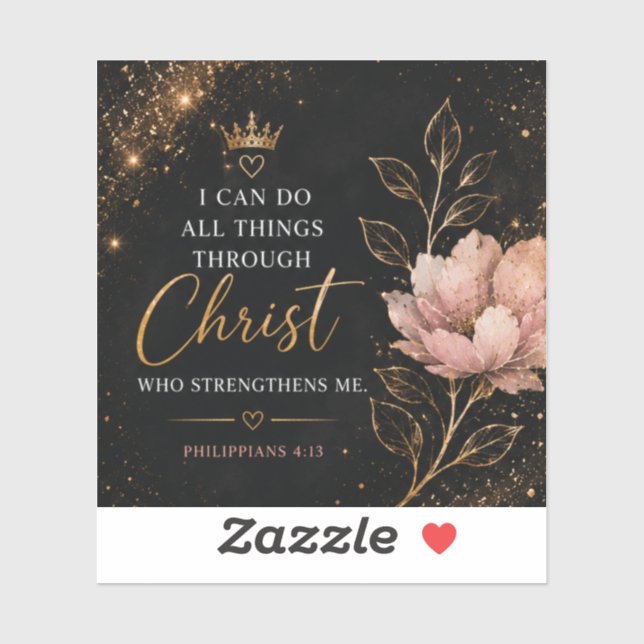 Philippians 4:13 Floral Christian  (Sheet)