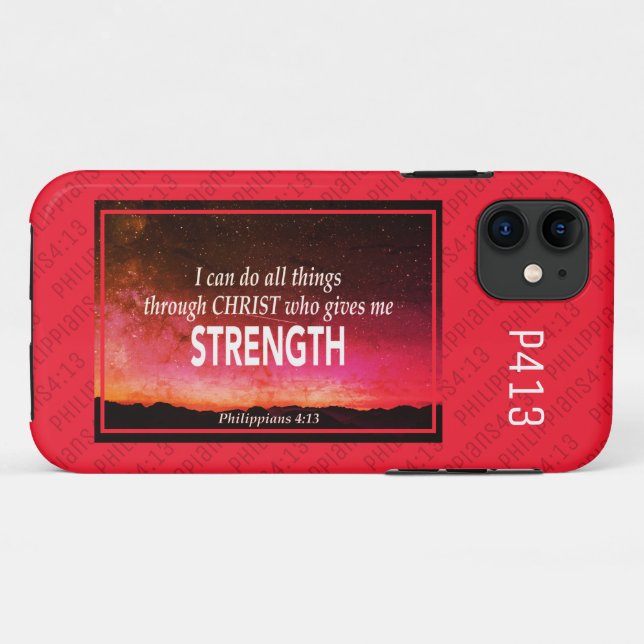 Philippians 4:13 | I CAN DO ALL THINGS Bible Red Case-Mate iPhone Case (Back (Horizontal))