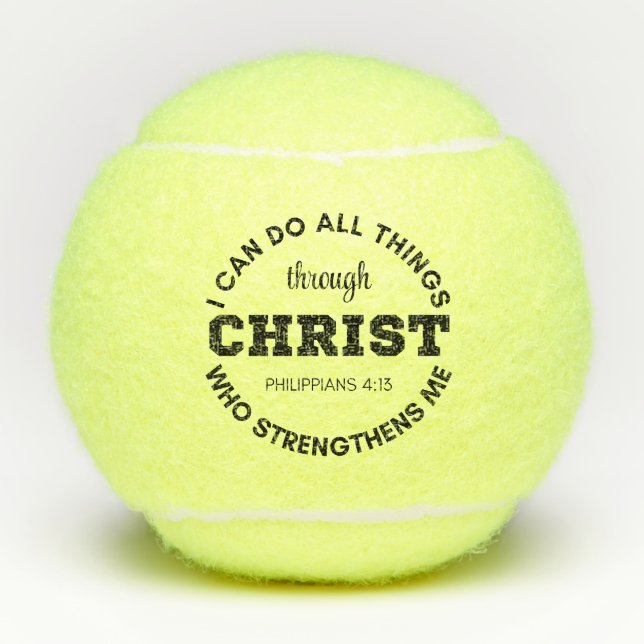 Philippians 4:13 I can do all things Scripture Tennis Balls (Front)