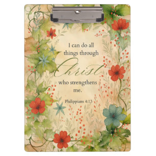 Philippians 4:13 I Can Do All Things Vintage Botan Clipboard