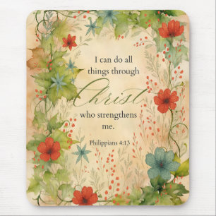 Philippians 4:13 I Can Do All Things Vintage Botan Mouse Pad