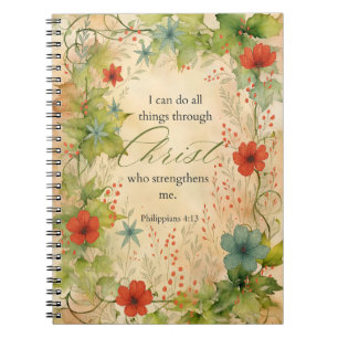 Philippians 4:13 I Can Do All Things Vintage Botan Notebook