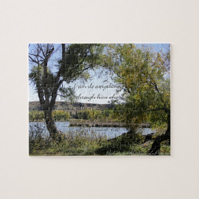 Philippians 4:13 I can do everything through Him.. Jigsaw Puzzle (Horizontal)