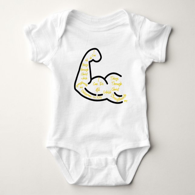 Philippians 4:13 KJV Bible Verse Baby Bodysuit (Front)